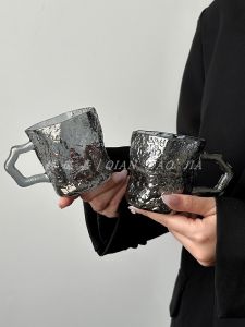 Cốc Thủy Tinh Không Đều Có Tay Cầm Phong Cách Bắc Âu Màu Trơn Cốc Đựng Đồ Uống Gia Đình Cốc Đựng Nước Cốc Cà Phê Cốc Đựng Đồ Uống Lạnh