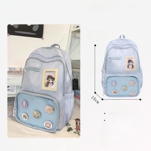 OUDENGPAI | Large Capacity Backpack With Transparent Layer And Dividers For High School Girls Shoulder Bag Commuter Style Soft Handle