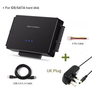 USB 3.0 to IDE SATA Converter Hard Drive Reader for Universal 2.5/3.5 IDE Hard Drive & SATA HDD SSD with 12V 2A Power Adapter