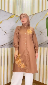 Tunik Wanita Lengan Panjang Terbaru Bahan Katun Toyobo Atasan Wanita Bordir Kualitas Terbaik