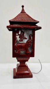 5-A-368 STC โคมหัวเสาช้าง ลายไม้ (T08-W)