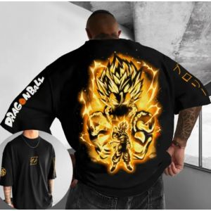 Dragon Ball 2025 Summer Mens Cotton T-Shirt Loose Version Streetwear Anime Printing Casual Wear Loose Oversized Black T-Shirt
