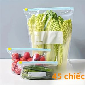 10-45 Chiếc Túi Bảo Quản Tươi Sống Có Dây Kéo Kín Chống Rò Rỉ Tủ Đông Bảo Quản Thực Phẩm Trái Cây Ngũ Cốc Rau Thịt