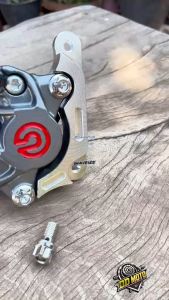 ปั้มปักข้าง Wave125 โลโก้แดง พร้อมขาและน็อตยึดหัวสนามเลส+สายถักคอ90องศา ครบชุด มอเตอร์ไซค์ Motorcycle