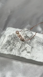 MILLENNE Millennia 2000 Diamond Forever Linked Cubic Zirconia Rose Gold Necklace with 925 Sterling Silver