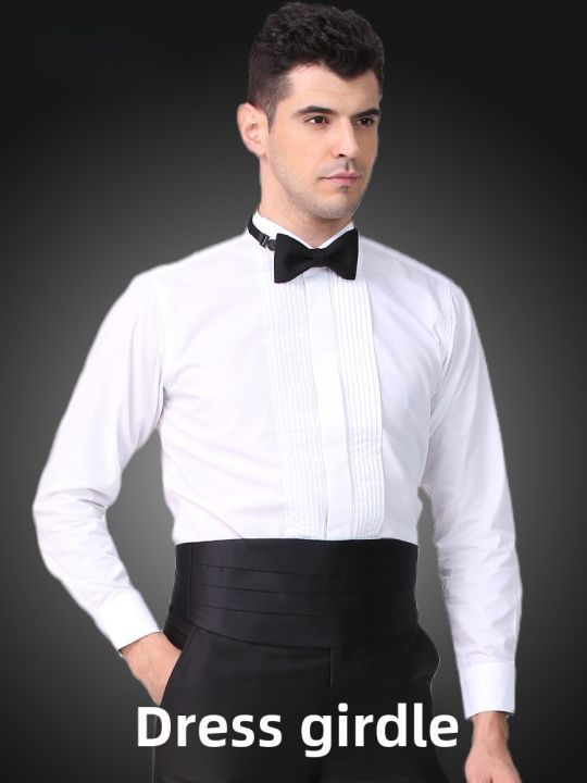 Mens Formal Waistcoat Tuxedo Belt Black Bow Tie Wide Belt for