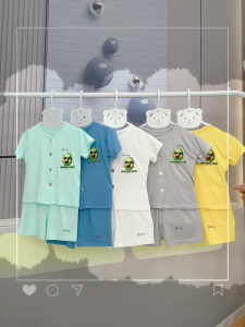 Bộ cộc tay cài thẳng BENTY in hình Bơ cute BT116 mềm mịn quần áo trẻ em thoáng mát an toàn cao cấp