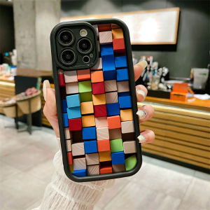 Painted Phone Case For iPhone 18 17 16 15 14 13 12 11 Pro Max 7 8 Plus SE 17 Air Cases Fashion Creative Wooden Block Protection