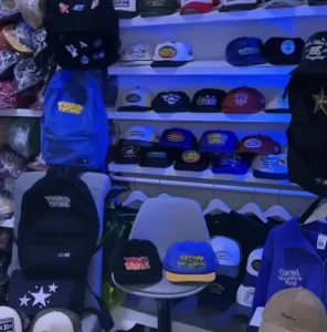 Topi Rope Hat Black Corduroy Story Grafitti Thisplan biru kuning