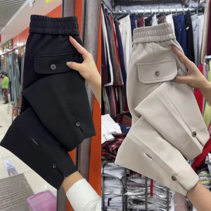 Trendy Loose Casual Pants Womens High Waist Harlan Style Nine Point Cotton Polyester Blend Slimming Small Size R�per Pants