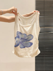 Áo Ba Lỗ in Hoa Cổ Điển Mỹ Cho Nữ Mùa Hè Mới Ôm Vừa Vặn Mặc Trong Và Ngoài Cổ Chữ I Xếp Ly