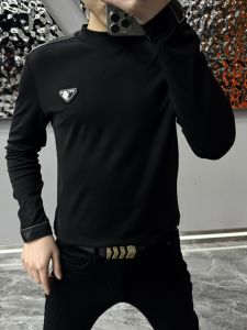 Fashionable round Neck Long Sleeve Base Shirt for Men Casual Spliced Comfortable T-Shirt Urban Style Autumn New Arrival