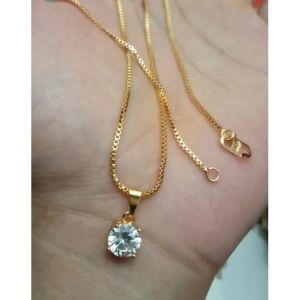 Bundara Acc-1374 Kalung mata cantik uk. 45 cm kalung titanium wanita berlapis emas dengan batu permata