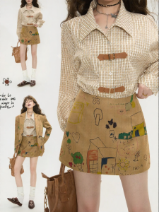 KEIKO | Vintage Elegance Fun Graffiti A-Line Skirt
