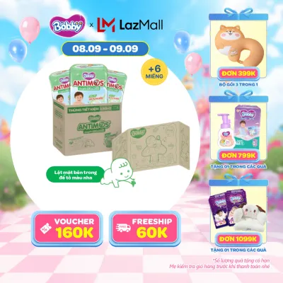 [20h 8-11.9 QUÀ TO][THÙNG TIẾT KIỆM TÔ MÀU] Combo 3 gói tã Quần Xua Muỗi Bobby Antimos – Hàng rào Sả tự nhiên Bye Muỗi 8H - L50+2