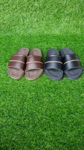 Dép Slides Nam Trường Hải Da Bò Thật Đế Cao 2.5cm Viền Cổ Điển Màu Nâu/Đen DN140