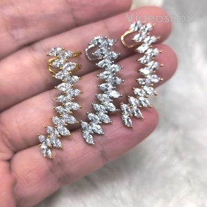 ต่างหูแป้น เอียร์คัฟ ประดับคริสตัลแท้ มี3สี ใส่เกาะใบหู เครื่องประดับแฟชั่น ER1515 ER1516 ER1517 ValueJewelry