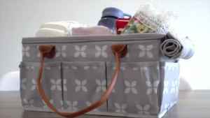 Waterproof Foldable Diaper Caddy Organizer Storage Tote with Zipper Cover Portable Nursing Bag for Diapers Wipes Bottles & Essentials Large Capacity Mommy Bag for Home Travel Car & Grandparents House Great Baby Shower Gift for New Moms