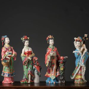 Shiwan เซรามิค คลาสสิก ตกแต่งบ้านจีนตุ๊กตาของขวัญ เรียบหรู ความงามพลัมกล้วยไม้ไม้ไผ่เบญจมาศ ฤดูใบไม้ผลิ ฤดูร้อน ฤดูใบไม้ร่วง ฤดูหนาว