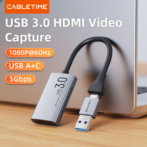 Cabletimes | CABLETIME USB 3.0 Video Capture Card PD 100W HDMI Capture 5Gbps 4K 1080p Full HD for PS5 Srteaming Switch Video Recorder