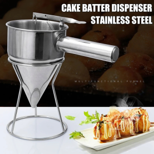 1200ML Takoyaki Making Stainless Steel Funnel Dispenser with Holder Cupcake Pancake Batter Octopus Ball Baking Tool