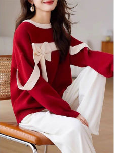 Fashionable Unique Style Loose Fit Red Pullover