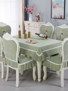 เบาะรองเก้าอี้สไตล์ยุโรปผ้าคลุมเก้าอี้ผ้าปูโต๊ะอาหารลูกไม้ไซส์ใหญ่พิเศษชุดเบาะเก้าอี้ผ้าคลุมเก้าอี้ผ้าคลุมเก้าอี้รับประทานอาหารแบบเรียบง่ายทันสมัยโต๊ะน้ำชา
