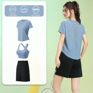BAISILING | Quick-drying Breathable Fitness Set Five-quarter Pants Short Sleeve