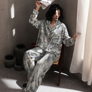 Miiow | MiiOW Ice Silk Sleepwear Womens Luxury Style Spring Autumn New Home Clothes Summer Outdoor Wear Long Sleeve Button Up Cardigan