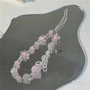 Ins Style Sweet And Cute Versatile Mobile Phone Chain Star Mobile Phone Pendant Pink CCD Pendant Bow Camera Pendant