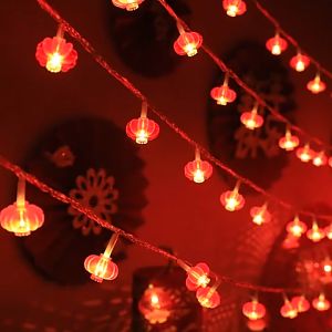 Cny โคมไฟกระดาษ 2026 ตกแต่งปีใหม่ ไฟม่าน LED 3/6/10m โคมไฟสีแดง ไฟปีใหม่ ใช้แบตเตอรี่ สีแดง สําหรับตกแต่งเทศกาลฤดูใบไม้ผลิ