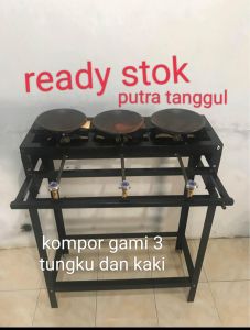 Kompor sambal gami api semawar/api jos 3 tungku dan kaki panjang