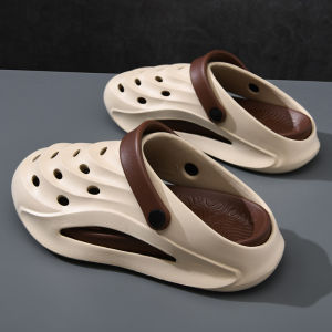 2024 New Mens Summer Casual Wear-Outside Slippers Hole Hole Shoes Anti-Slip Wear-Resistant Soft Bottom Beach Shoes