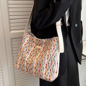 Deere Jack กระเป๋าผ้าแคนวาส กระเป๋าสะพายไหล่ความจุขนาดใหญ่สำหรับผู้หญิงพร็อพ ขนาด สี, ความยืดหยุ่น แนวเกาหลี ความสะอาด, ความนาน