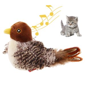 GiGwi Sound Bird Toy Cat Feather Toys Cat Feather Toys Interactive Cat Toy With Sounds Sound Toys Brown Bird Hedgehog Mouse