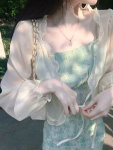 Sun Protection Blouse Short Style with Ruffles