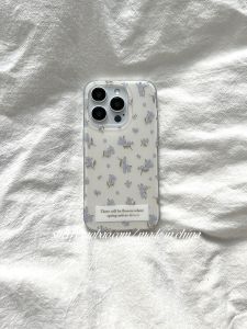 White Floral Fresh Style Phone Case for Apple 17ProMax iPhone 16Pro Cartoon Protective Cover Simple Design Girls Heart High End