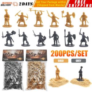 【200Pcs/Set】1:72 Scale Medieval Knight Soldier Swordman Weapons Sword Shield Arms Bricks Dioramas Role-Playing Knight-Soldier-Toys