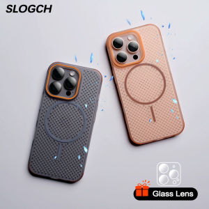 Ultra Slim Cooling Magnetic Phone Case For iPhone 16 15 14 13 12 Pro Max Plus For MagSafe Heat Dissipation Hole Back Cover For iPhone 16 Pro Max Matte Hard PC Lightweight Protective Casing