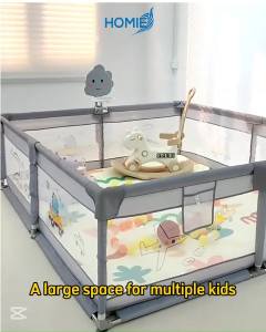 HOMIE Grey DINO Indoor Baby Playpen Fence (4 Sizes) Safe crawling zone play yard for toddler/babies