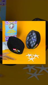 Peci Songkok Kopiah Hitam Logo Palestina Bordir Pedang Indonesia For Palestina Beludru Super Premium