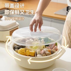 Rotatable Multi-Functional Vegetable Draining Basket Home Use Cooking Preparation Grid Storage Hot Pot Accessories PP Material