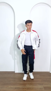 Setelan Olahraga Training Pria Dewasa Set Jaket Celana putih hitam Bahan tebal Pakaian Sport Olahraga Running karet elastis