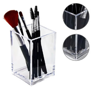 Makeup Brush Organizer 3 Slot Acrylic Makeup and Pen Holder Storage Box
