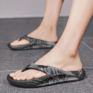 Black Manba Slippers Summer New Arrival Men Flip Flops Outwear plus Size Beach Shoes Thick Sole Feeling of Walking on Shit Trendy K-style