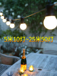 Outdoor Waterproof G50 Light Bulb String round Ball Colorful Lights Garden Courtyard Decorative Warm Light Hanging Lamp