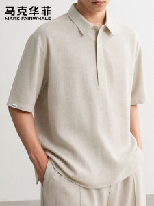 Mark Fairwhale | American Short Sleeve Summer Polo Shirt Flared Linen Feel