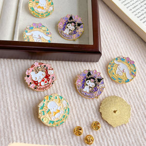 Sanrio Brooch Cartoon Anime Action Figures Pochacco Hello Kitty Kuromi Melody Brooch Enamel Pins Cute Metal Badge Jewelry Gift 卡通三丽鸥胸针