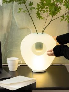 ทิฟฟานี่ บลูฝ้าแก้วโคมไฟแจกัน 2-ใน-หนึ่งตกแต่งแสงกลางคืนอเมริกัน เรียบง่าย สไตล์ปุ่มสวิทช์แหล่งกำเนิดแสง LED