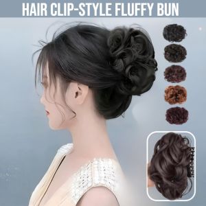 Hair Clip-Style Fluffy Bun Synthetic Hair Bun Natural Looking Curly Wavy Fluffy